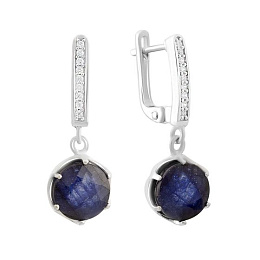 Silver earrings with sapphire 8.185ct
