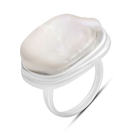 Silver ring with baroque pearls