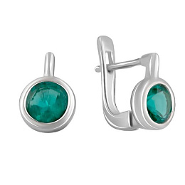 Серебряные серьги с изумрудом nano 1.225ct