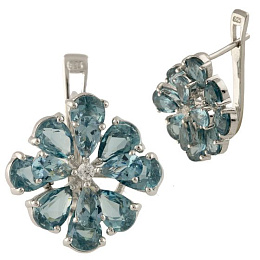 Серебряные серьги с топазом Лондон Блю 6.038ct