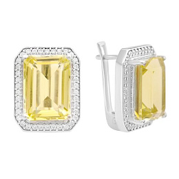 Sterling silver earrings with 15.548ct green quartz, phianites