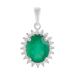 Срібна підвіска з агатом 2.738ct, фіанітами