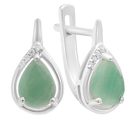 Silver Earrings with a 2.223-carat Emerald