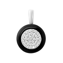 Silver pendant with ceramic and cubic zirconia