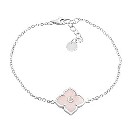 Silver bracelet with ceramic and cubic zirconia