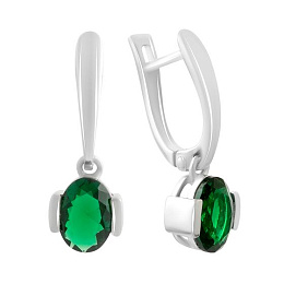 Серебряные серьги с изумрудом nano 1.9ct