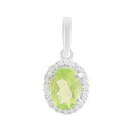 Серебряная подвеска с хризолітом 1.259ct, фианитами