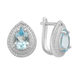 Silver earrings with a 5.607-carat topaz and cubic zirconia