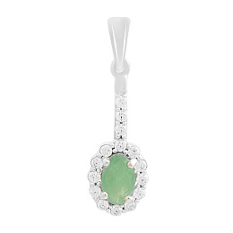 Silver pendant with a 0.833-carat emerald and cubic zirconia
