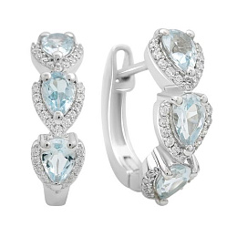 Серебряные серьги с топазом 3.189ct, фианитами