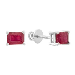 Серебряные серьги с рубином 2.68ct