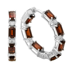 Серебряные серьги с гранатом 6.17ct