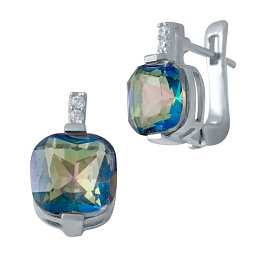 Серебряные серьги с мистик топазом 4.543ct