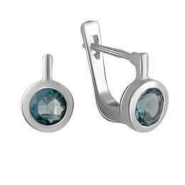 Серебряные серьги с топазом Лондон Блю 1.267ct