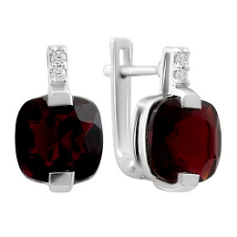 Срібні сережки з гранатом nano 4.628ct, фіанітами