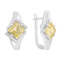 Sterling silver earrings with 3.645ct green quartz, fianites