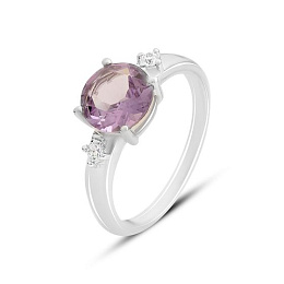 Silver ring with a 1.657-carat amethyst