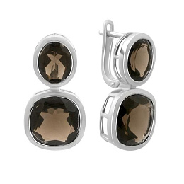 Silver earrings with rauchtopaz (smoky quartz) 15.475ct