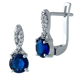 Silver earrings with sapphire nano 1.492ct