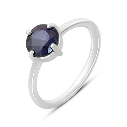 Silver ring with sapphire 1.6ct