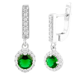 Серебряные серьги с изумрудом nano 1.45ct