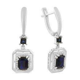 Срібні сережки з сапфіром 2.922ct