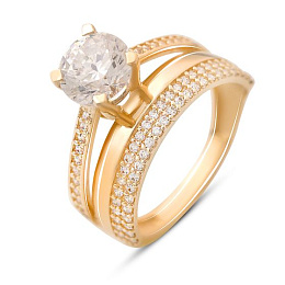Золота каблучка з фіанітами 1.18ct