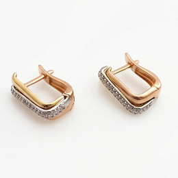 Золотые серьги с фианитами 0.72ct