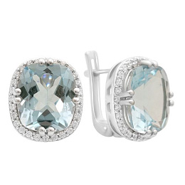 Silver earrings with a 12.432-carat topaz and cubic zirconia