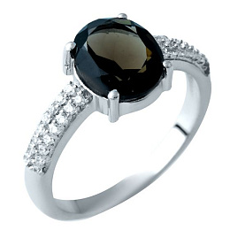 Silver ring with smoky quartz