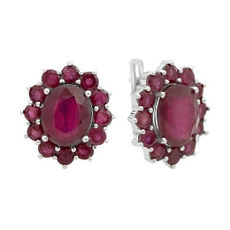 Silver earrings with a 5.388-carat ruby