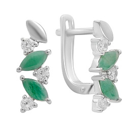 Silver earrings with emerald 1.642ct