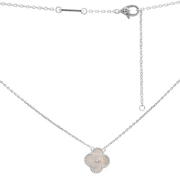 Silver necklace with mother-of-pearl, phianites