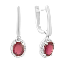 Silver earrings with a 4.171ct ruby and cubic zirconia