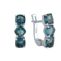 Серебряные серьги с топазом Лондон Блю 2.785ct