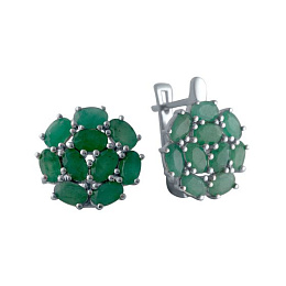 Silver earrings with a 2.192-carat emerald