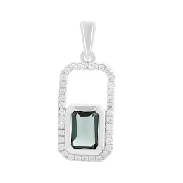 Срібна підвіска з топазом Лондон Блю 1.18ct, фіанітами