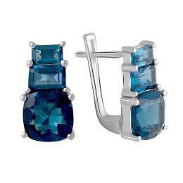 Silver Earrings with London Blue Topaz