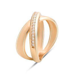 Золота каблучка з фіанітами 0.22ct