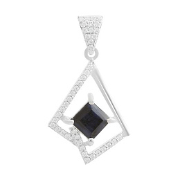 Срібна підвіска з сапфіром 1.859ct, фіанітами