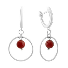 Серебряные серьги с кораллом