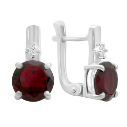 Срібні сережки з гранатом nano 3.188ct, фіанітами