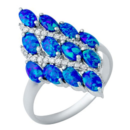 Срібна каблучка з опалом 1.66ct, фіанітами