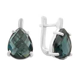 Серебряные серьги с топазом Лондон Блю 6.3ct