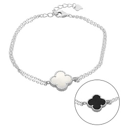 Срібний браслет з оніксом, перламутром