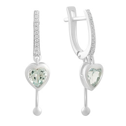 Серебряные серьги с топазом 2.15ct, фианитами