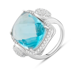 Silver ring with aquamarine nano