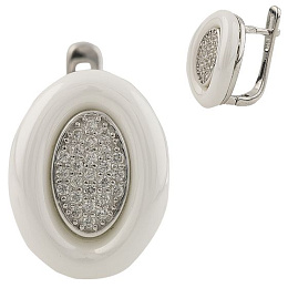 Silver earrings with ceramic accents