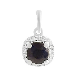 Срібна підвіска з сапфіром 1.389ct, фіанітами