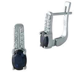 Silver Earrings with a 2.656-carat Sapphire